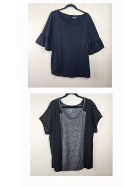 Bundle of 2 Lane Bryant plus size tops sz 18 - 20 Black Gray office wear